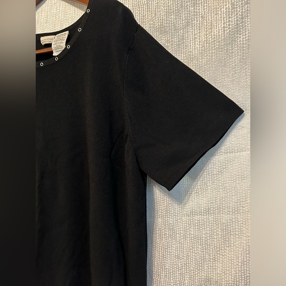 WHITE STAG Black Woman's Plus 26/28W Knit Top w/ Silver Metal Eyelet Accents - Picture 4 of 11